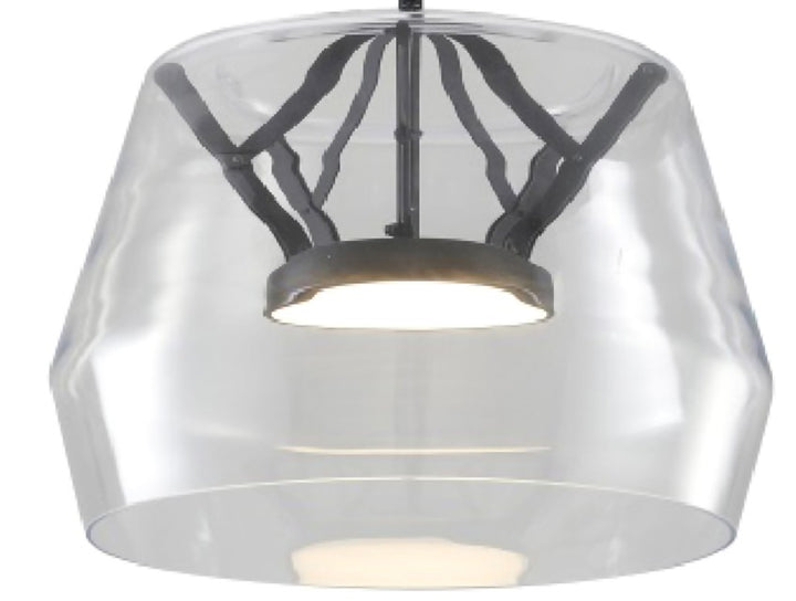 Clear Glass Pendant Light with Black Hardware &amp; an Acrylic Diffuser