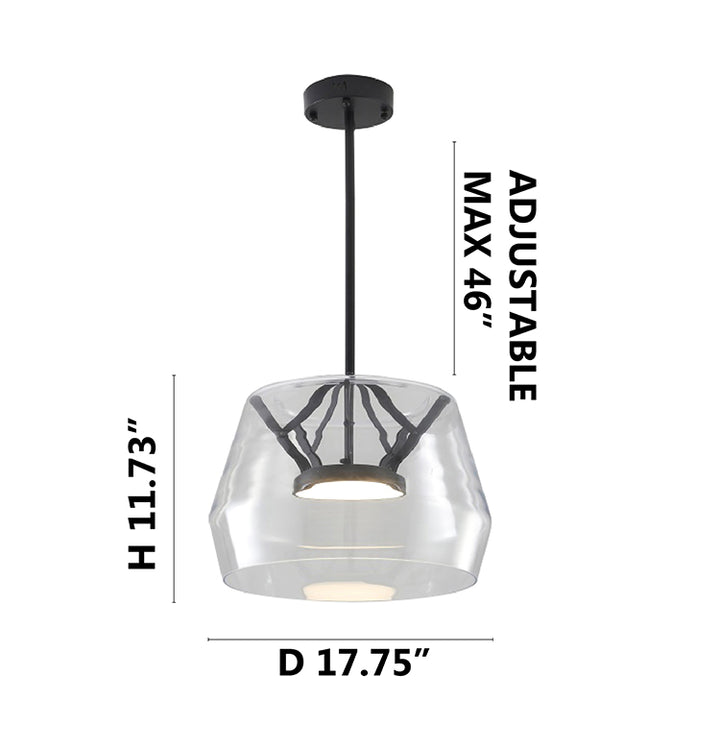 Clear Glass Pendant Light with Black Hardware &amp; an Acrylic Diffuser