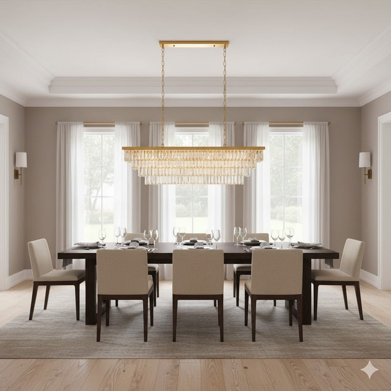 Rectangular Frame Chandelier with Three Tiers of Clear Hanging Crystals by Bethel - view 2