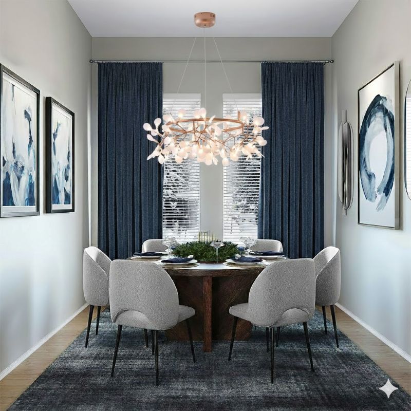 Round LED Leaf Petal Chandelier with Copper Frame by Bethel - view 3