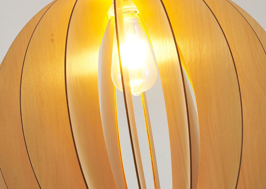 Natural Wood Frame Orb Single Pendant Light by Bethel - view 5