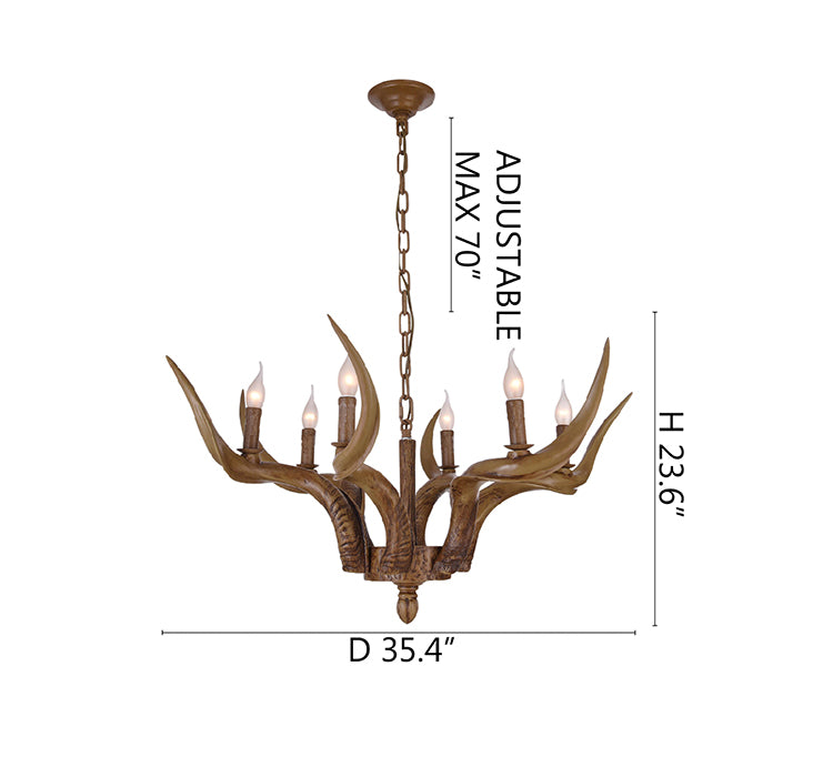 Faux Natural Horn Color Antelope Ceiling Fixture by Bethel - view 5