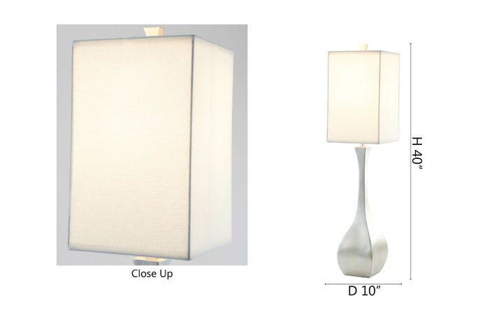 Foiled Framed Table Lamp with Linen Drum Shade by Bethel - view 3