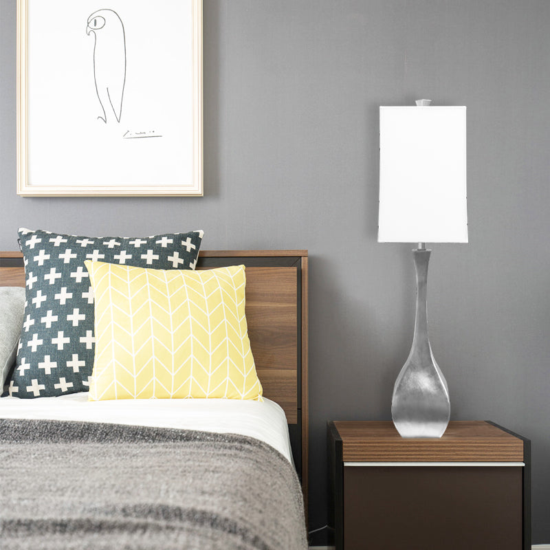 Foiled Framed Table Lamp with Linen Drum Shade by Bethel - view 4