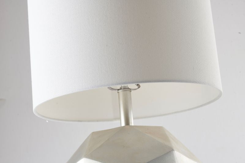 Foiled Framed Table Lamp with Linen Drum Shade by Bethel - view 6