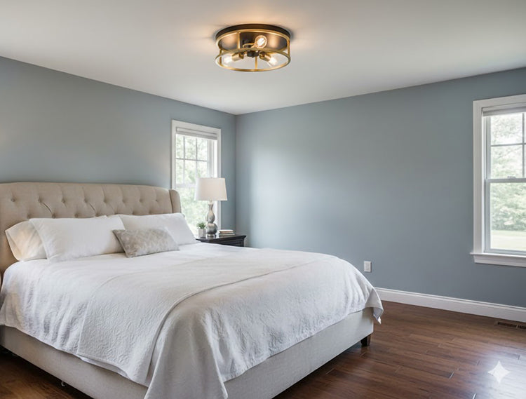Round Iron Framed Flush Mount Light by Bethel - view 48