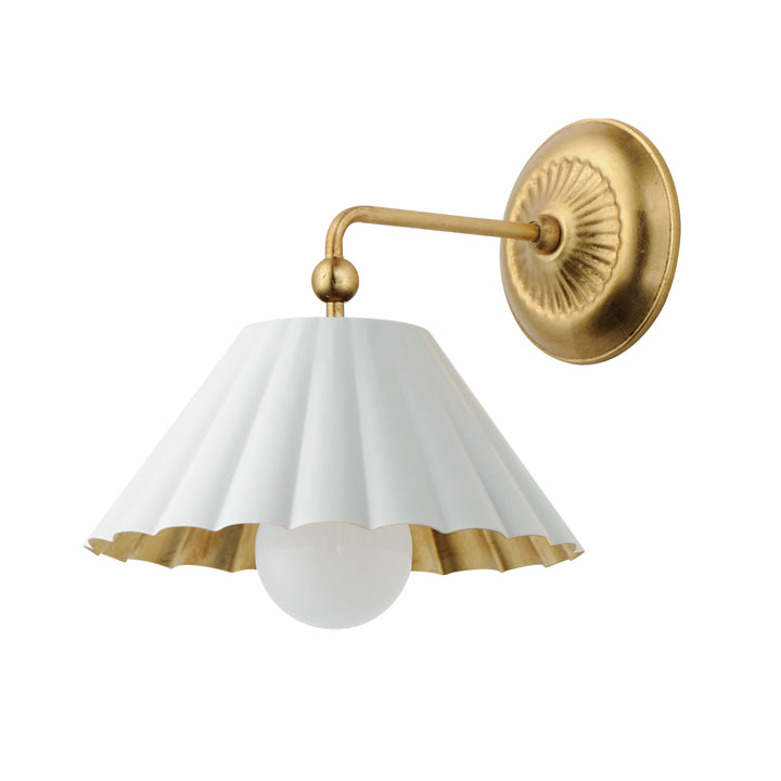 Primrose 1-Light Wall Sconce Matte White / Gold Leaf