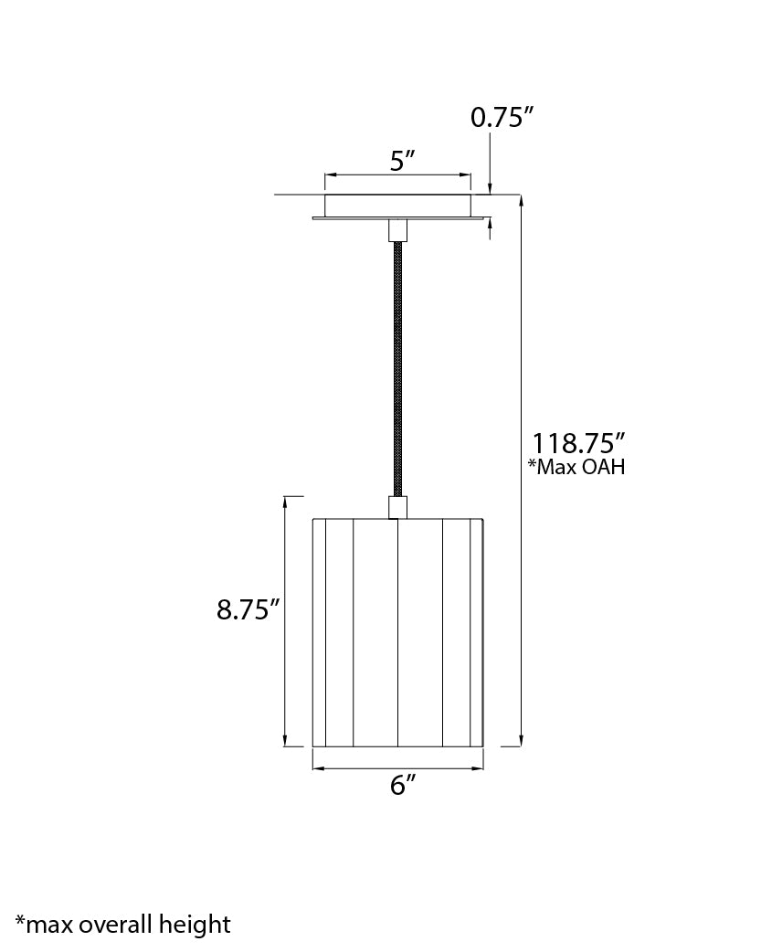 Primrose 1-Light Pendant dimensions diagram
