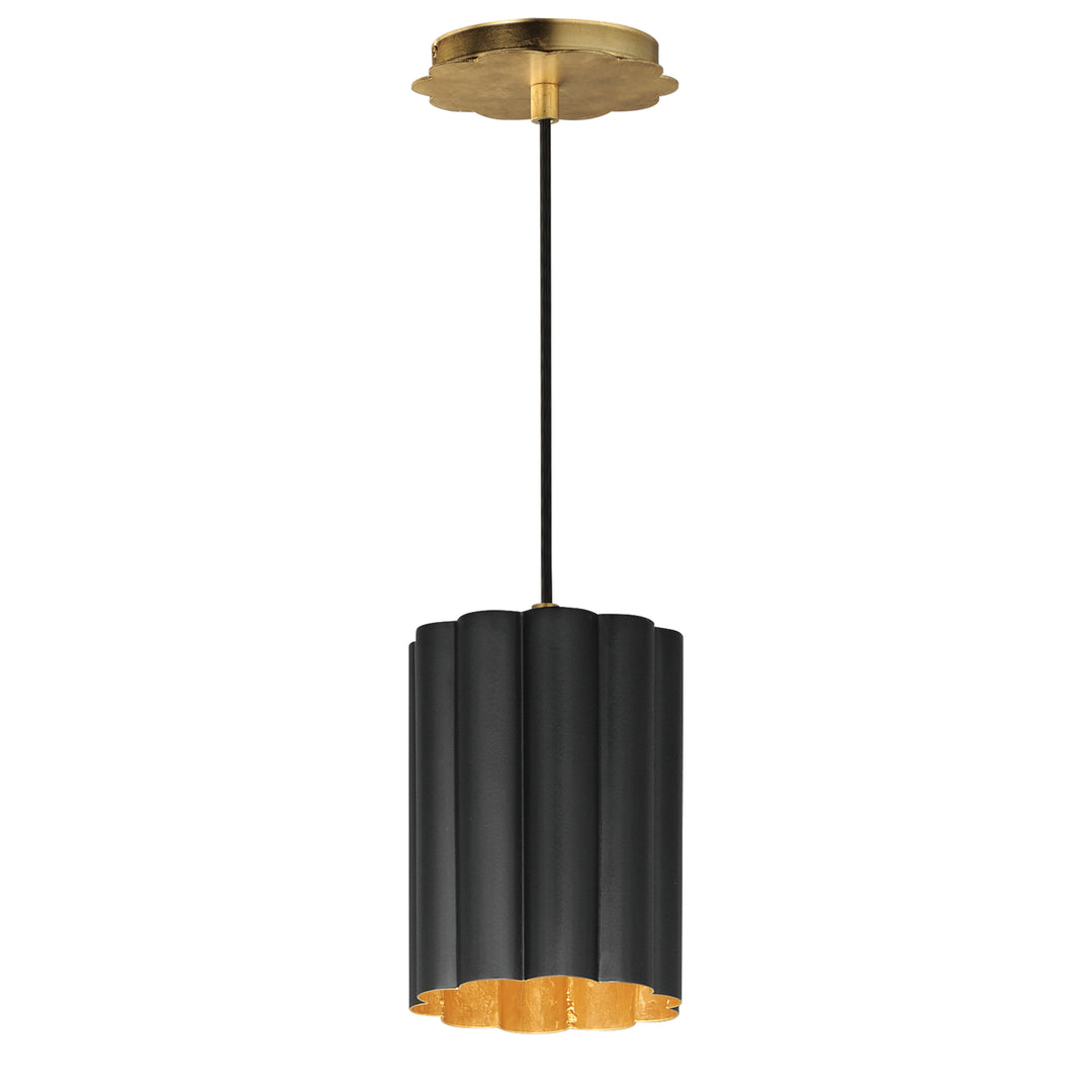 Primrose 1-Light Pendant Black / Gold Leaf