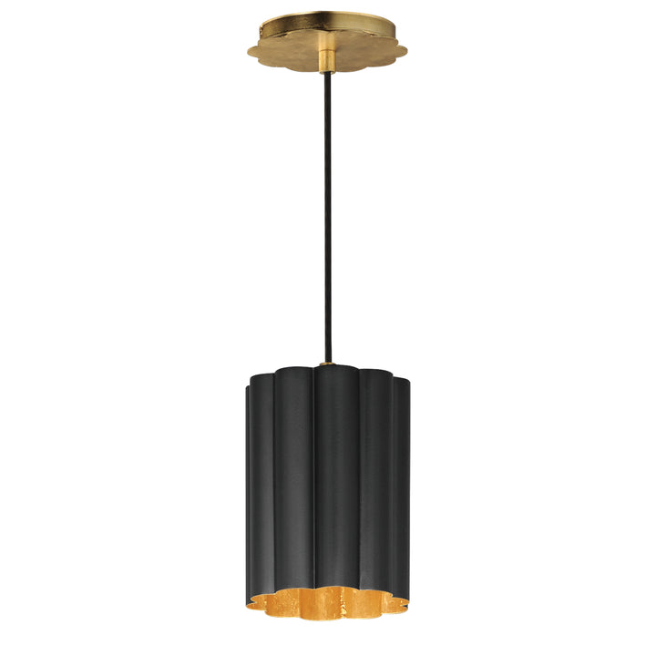 Primrose 1-Light Pendant Black / Gold Leaf