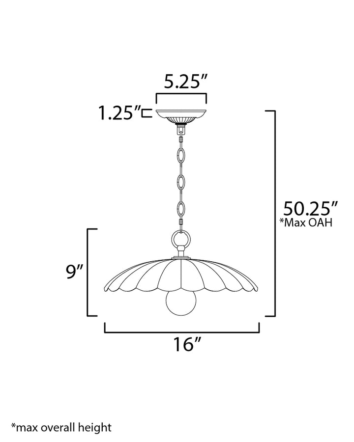 Primrose 1-Light Pendant dimensions diagram