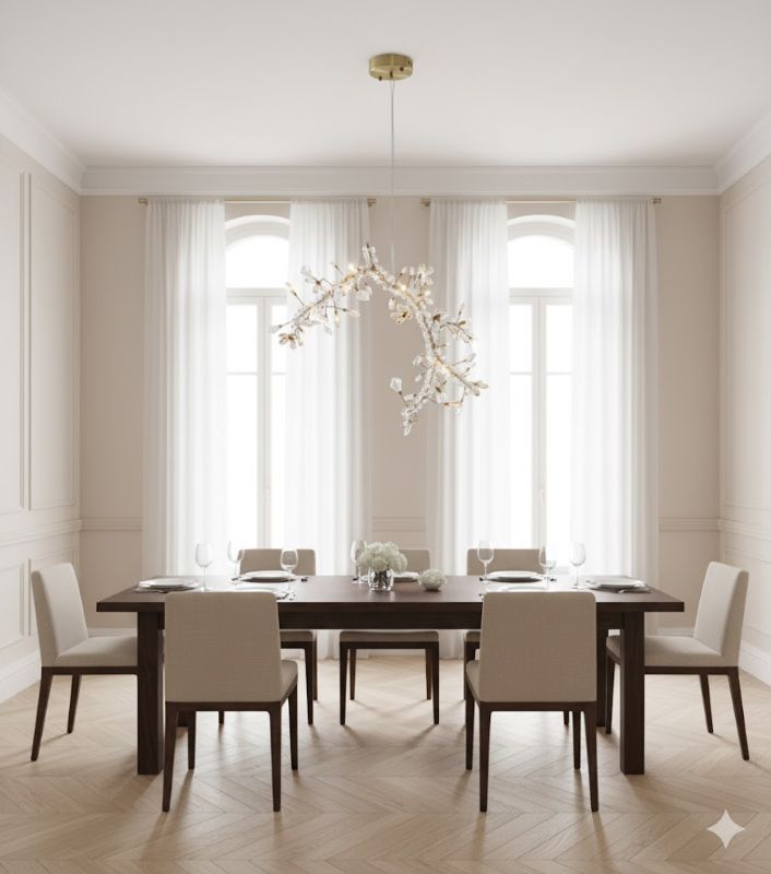 Clear &amp; Champagne Crystal Branch Chandelier with Hardware