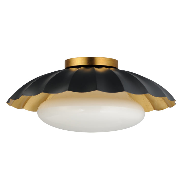 Primrose 1-Light Flush Mount Black / Gold Leaf