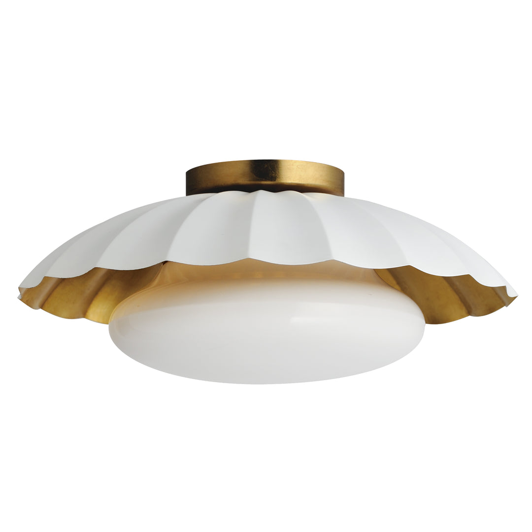 Primrose 1-Light Flush Mount Matte White / Gold Leaf