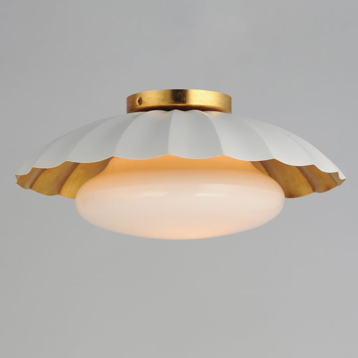 Primrose 1-Light Flush Mount Matte White / Gold Leaf alternate view