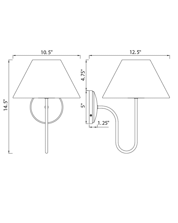 Saxon 1-Light Wall Sconce dimensions diagram