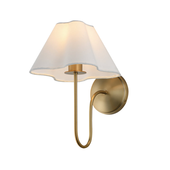 Saxon 1-Light Wall Sconce White / Natural Aged Brass