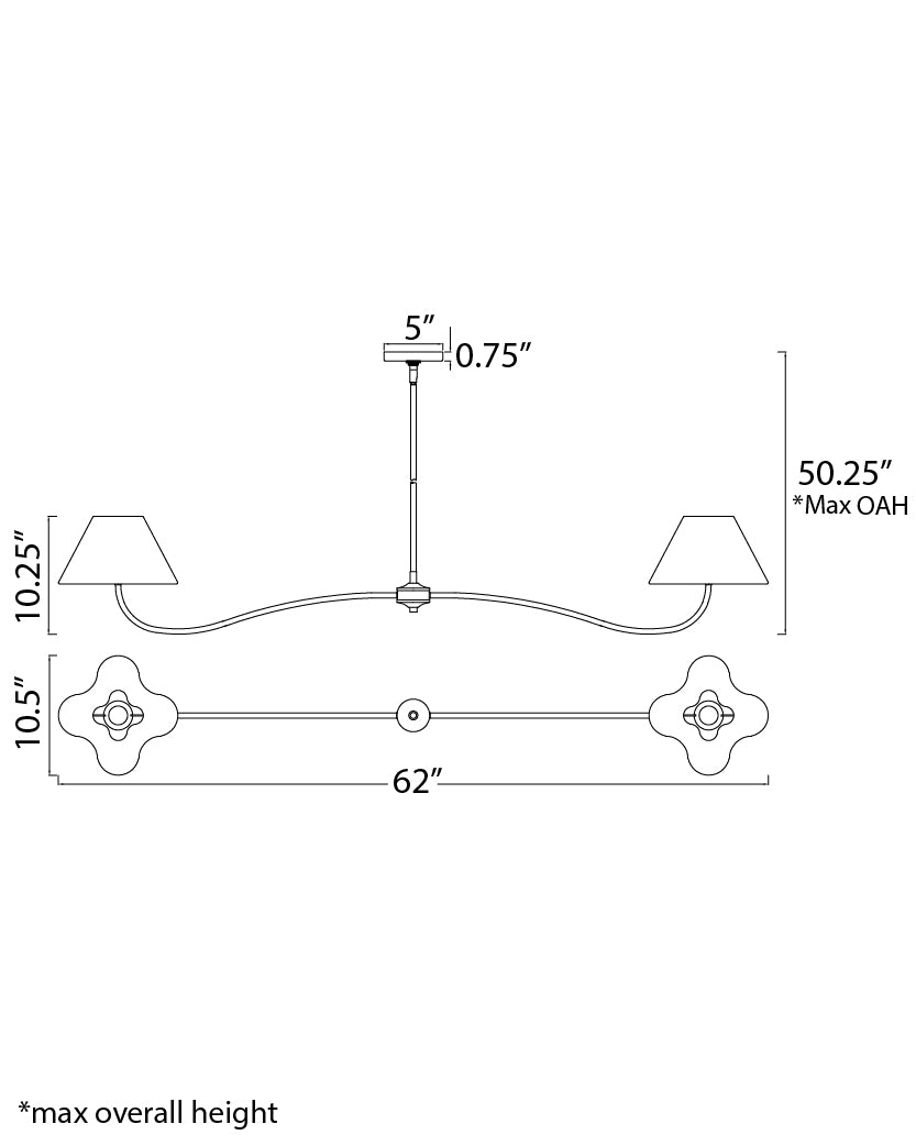 Saxon Pendant dimensions diagram