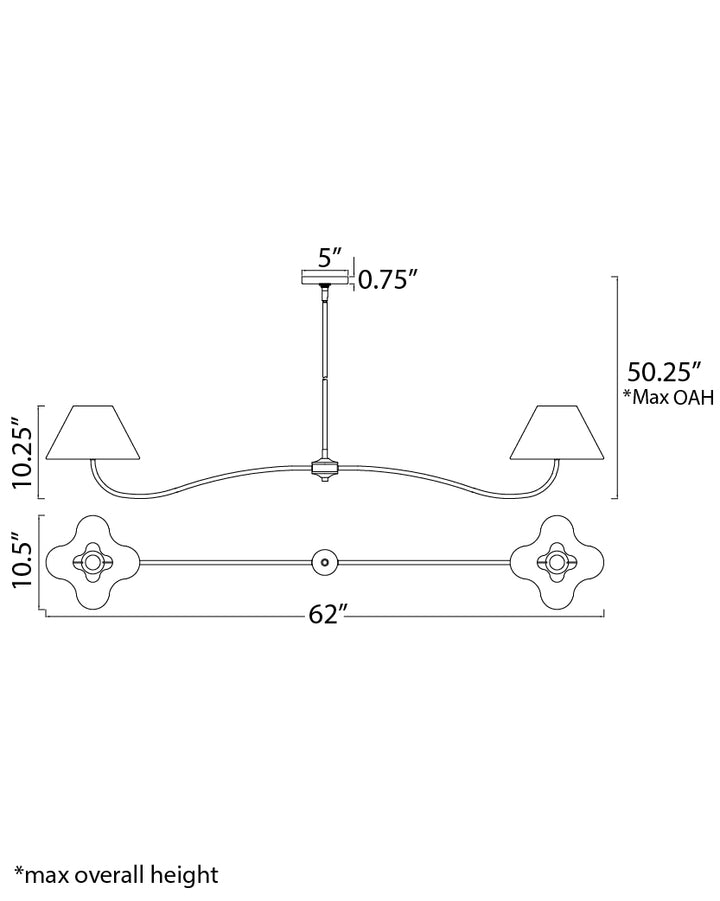 Saxon Pendant dimensions diagram