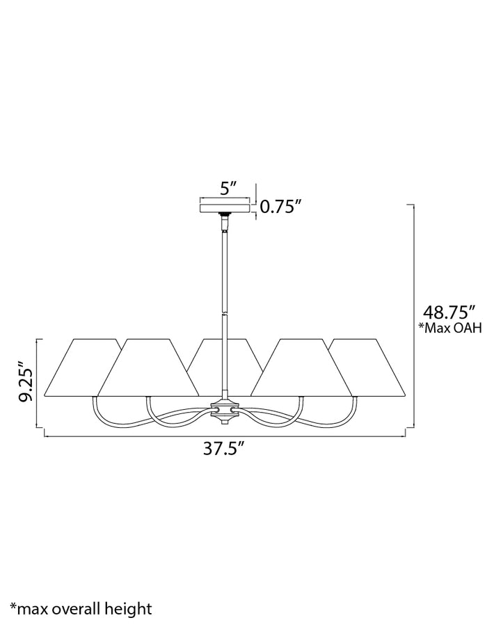 Saxon 5-Light Chandelier dimensions diagram