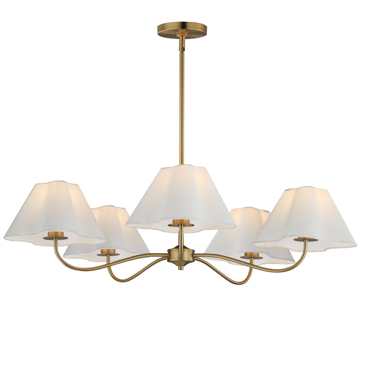 Saxon 5-Light Chandelier White / Natural Aged Brass
