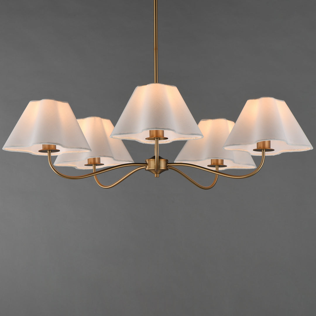 Saxon 5-Light Chandelier White / Natural Aged Brass alternate view