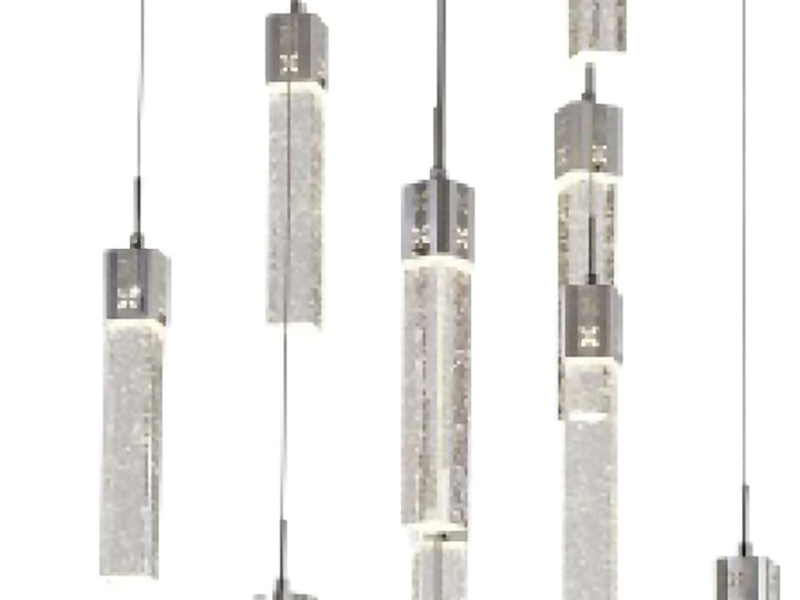 Chrome Frame Chandelier with Hanging Clear Bubble Crystal Pendants Adjustable in Height by Bethel - view 3