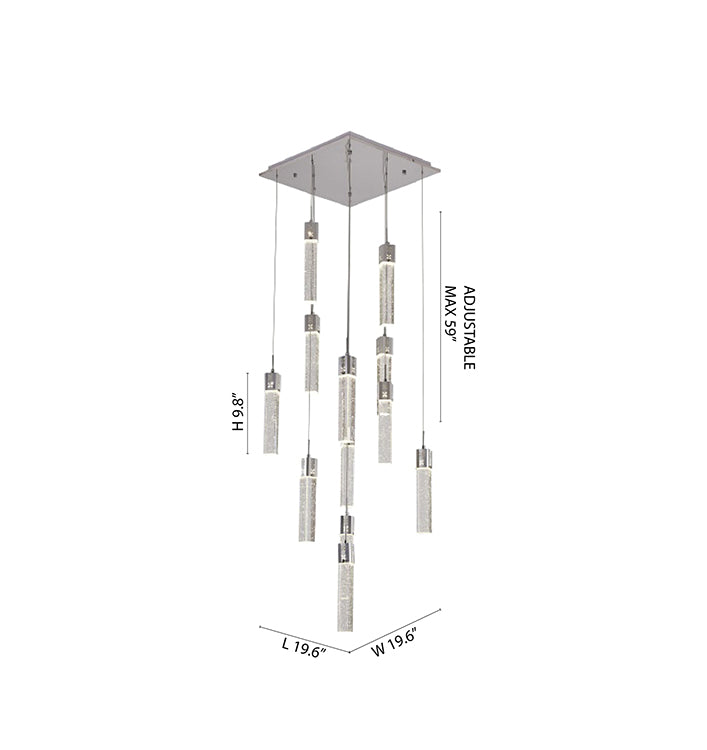Chrome Frame Chandelier with Hanging Clear Bubble Crystal Pendants Adjustable in Height by Bethel - view 4