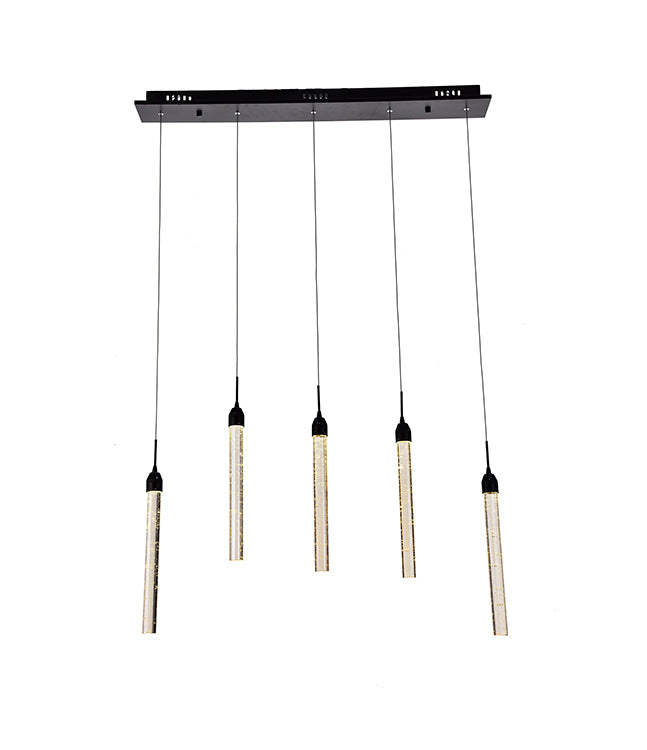 Kitchen Island Light with Champagne Bubble Crystal Pendants and Dark Brown Hardware by Bethel
