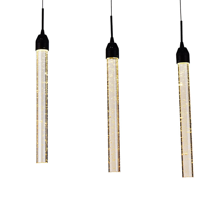 Kitchen Island Light with Champagne Bubble Crystal Pendants and Dark Brown Hardware by Bethel - view 2