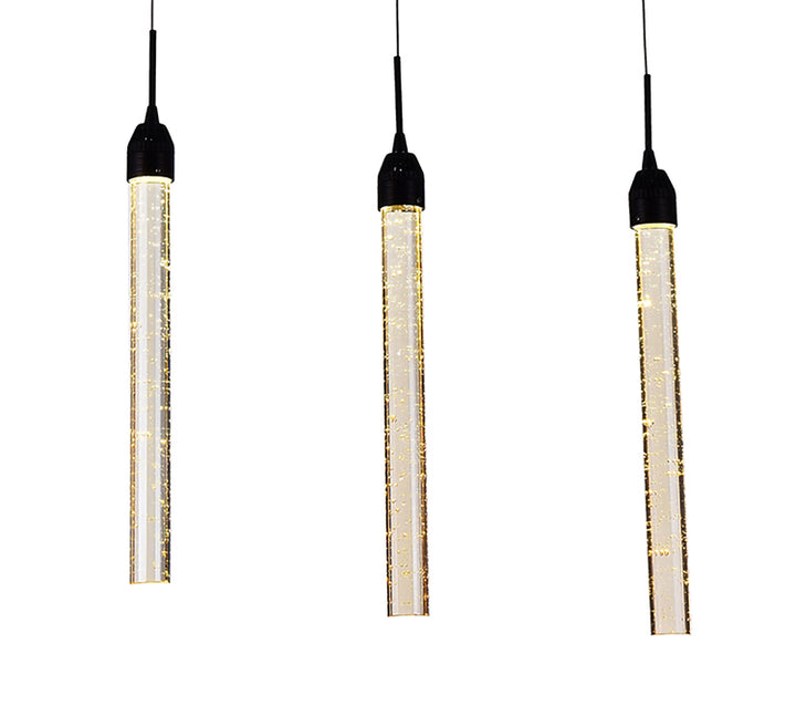 Kitchen Island Light with Champagne Bubble Crystal Pendants and Dark Brown Hardware by Bethel - view 2