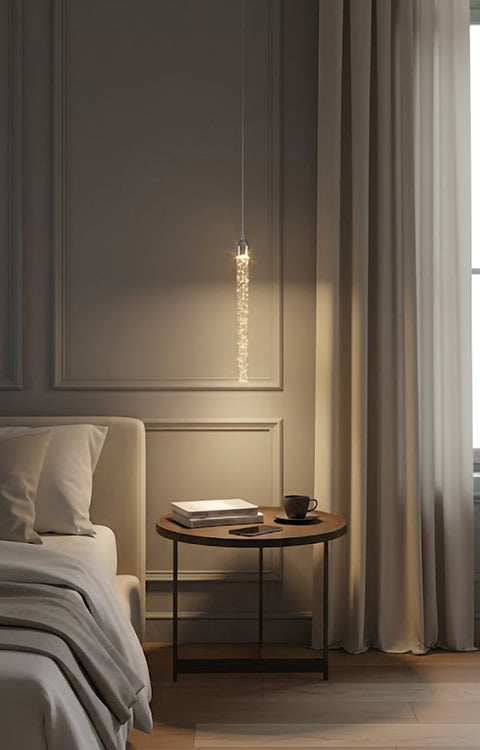 Single Pendant Clear Bubble Crystal Light with Hardware by Bethel - view 4