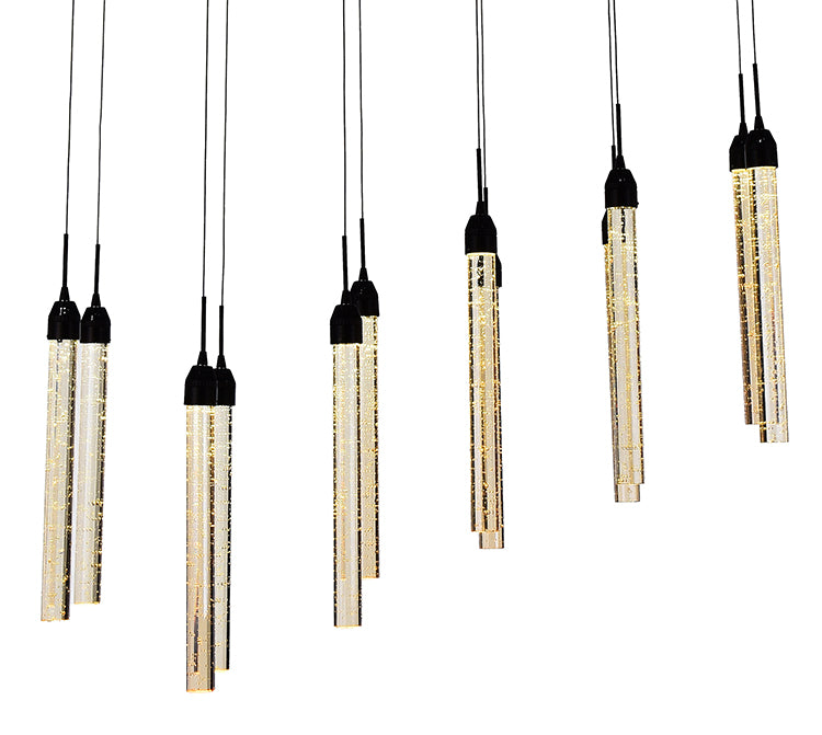 Gold Flushed Frame Chandelier with Champagne Crystal Pendants by Bethel - view 2