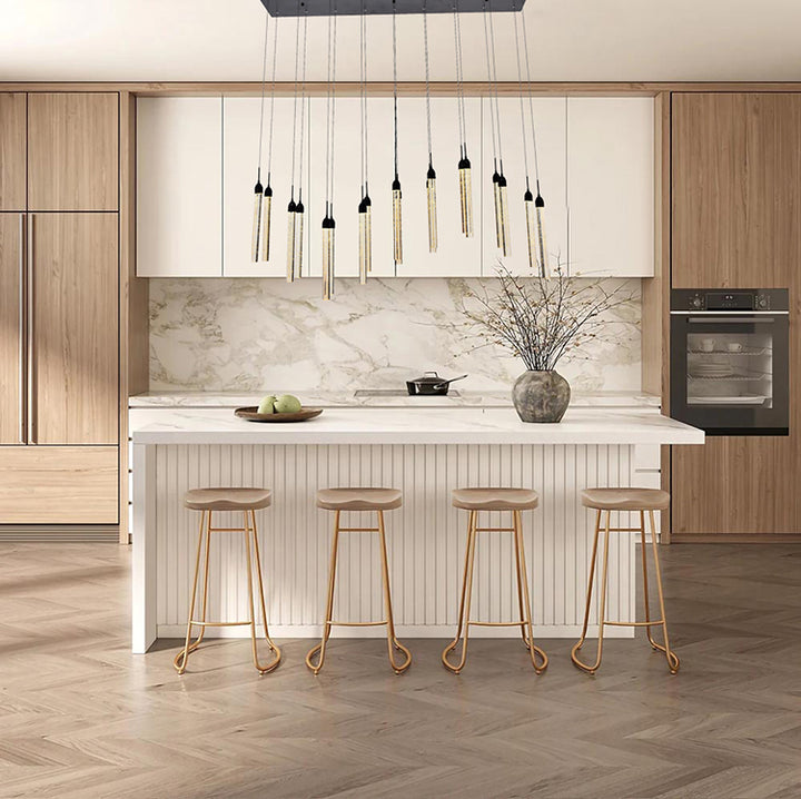 Gold Flushed Frame Chandelier with Champagne Crystal Pendants by Bethel - view 4