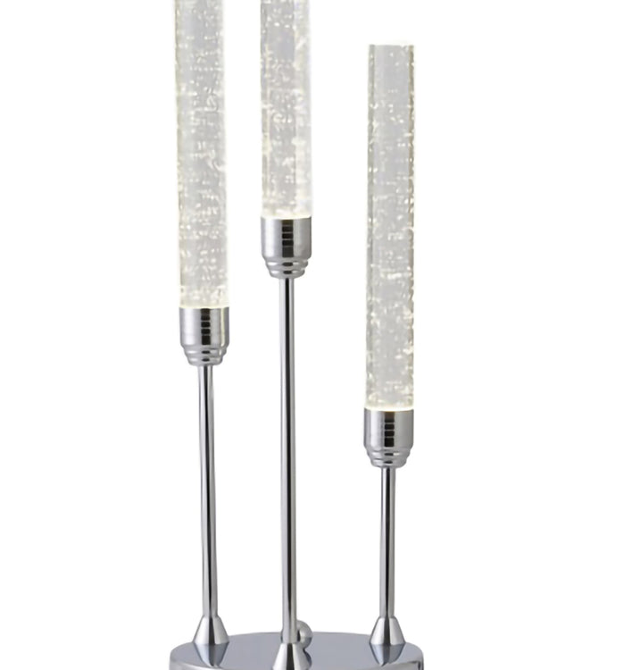 Chrome Metal Frame Table Lamp with Clear Bubble Crystal Pendants by Bethel - view 2