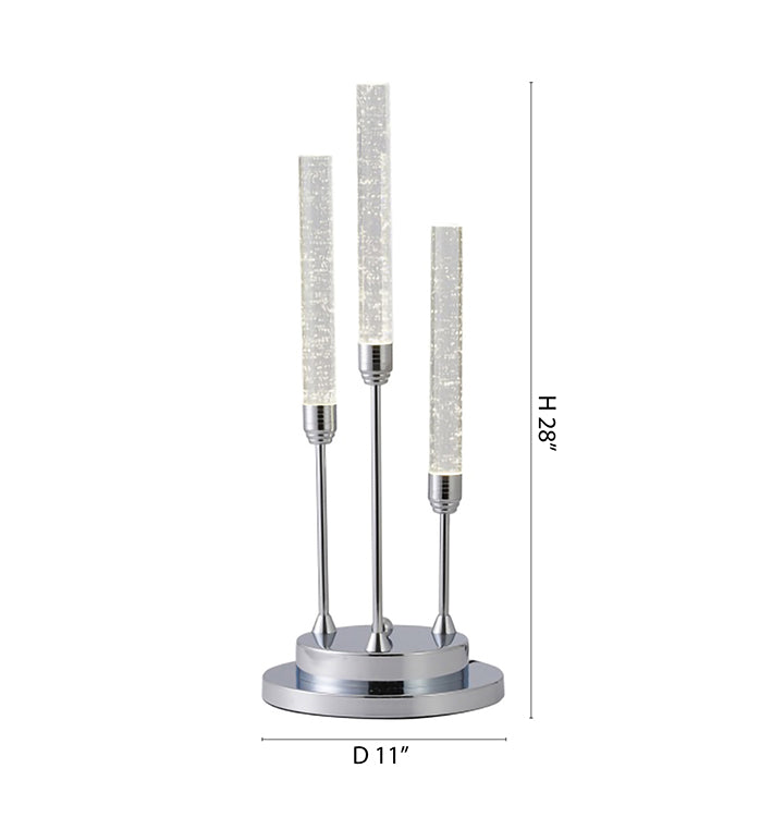 Chrome Metal Frame Table Lamp with Clear Bubble Crystal Pendants by Bethel - view 3