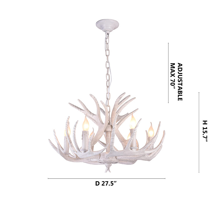 Faux White Antler Chandelier with White Hardware by Bethel - view 4
