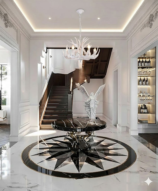 Faux White Antler Chandelier with White Hardware by Bethel - view 6
