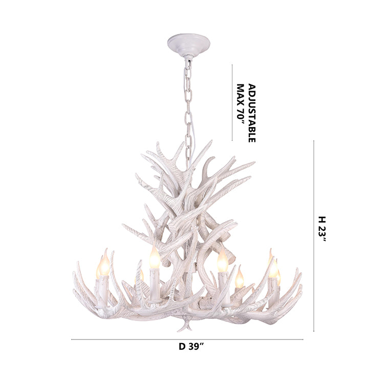 Faux White Antler Ceiling Fixture by Bethel - view 4