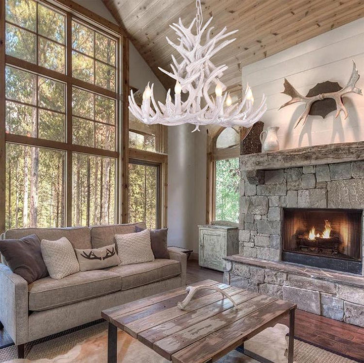 Faux White Antler Ceiling Fixture by Bethel - view 5