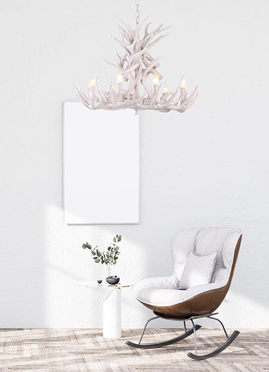 Faux White Antler Ceiling Fixture by Bethel - view 6