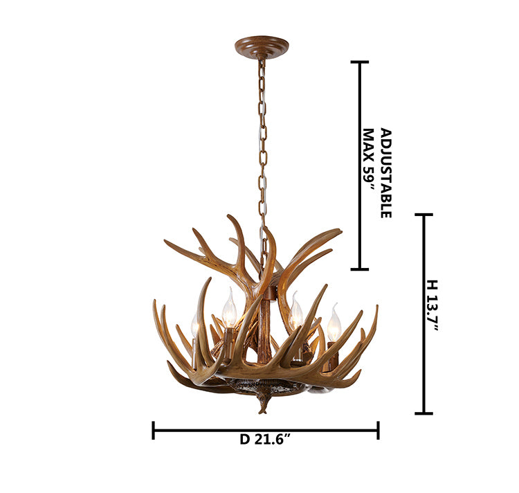 Faux Antler Horn Chandelier by Bethel - view 5