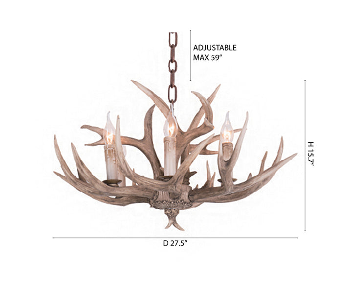 Polyresin Antler Horn Chandelier with Hardware by Bethel - view 4