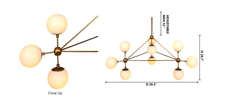 Geometric Frame Ceiling Fixture with Coffee Color Glass Shades by Bethel - view 10