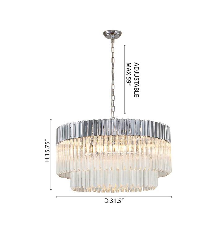 Round Stainless Steel Chandelier with Clear Hanging Crystals by Bethel - view 38