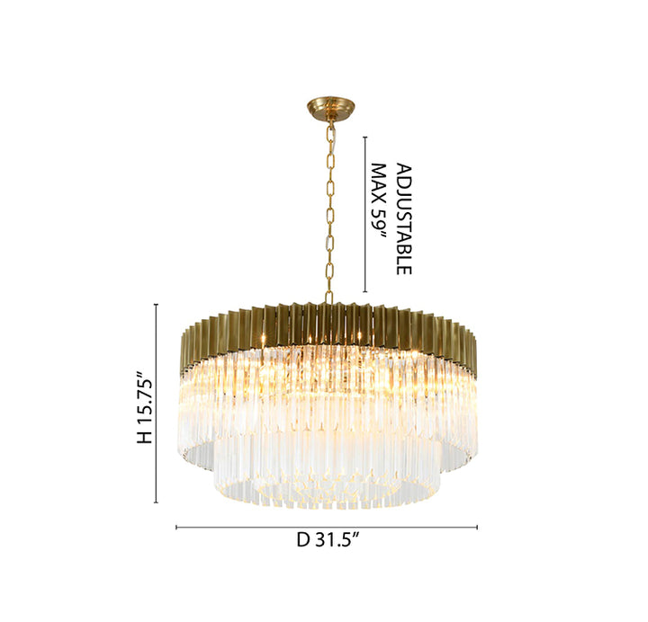 Round Stainless Steel Chandelier with Clear Hanging Crystals by Bethel - view 26