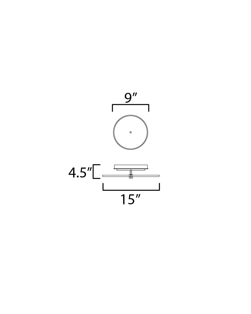 Quarry 15" LED Wall Sconce/Flush Mount dimensions diagram