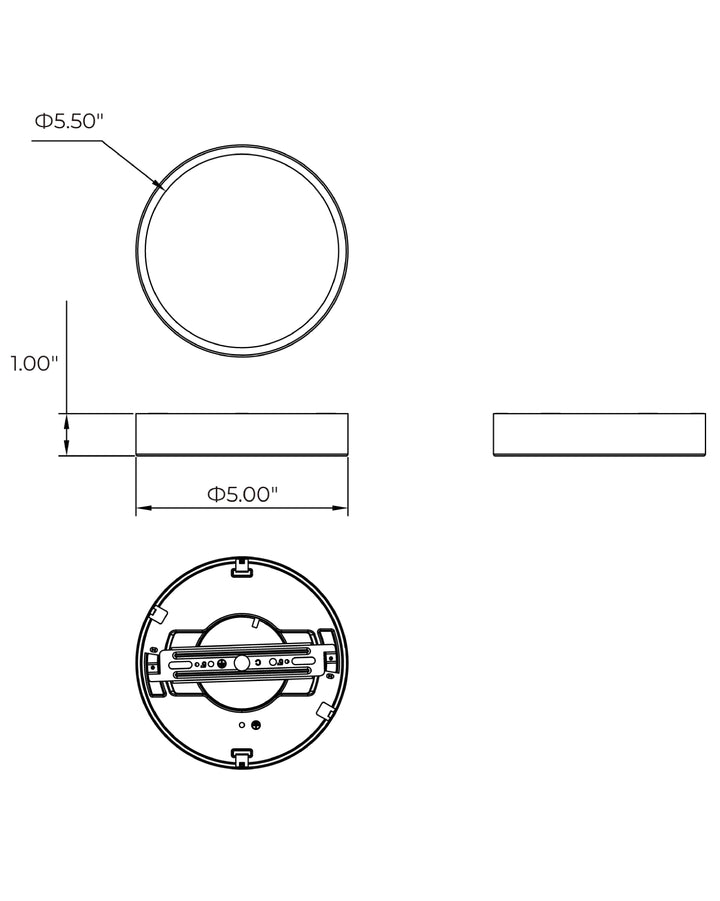 Slab LED Alabaster Flush Mount dimensions diagram