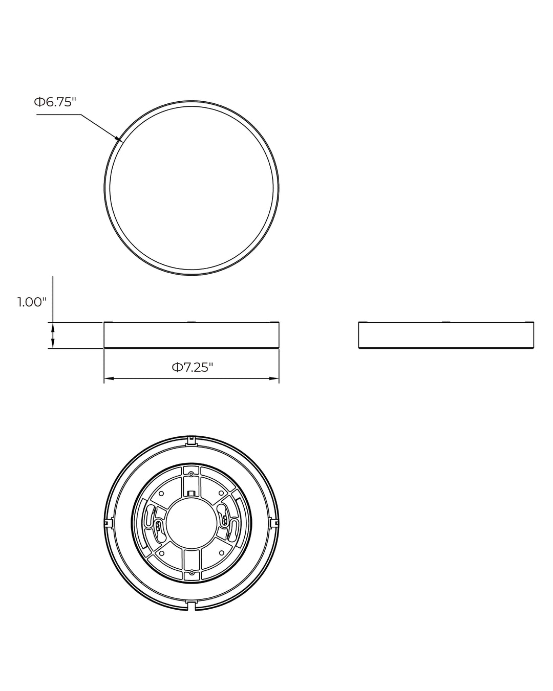 Slab LED Alabaster Flush Mount dimensions diagram