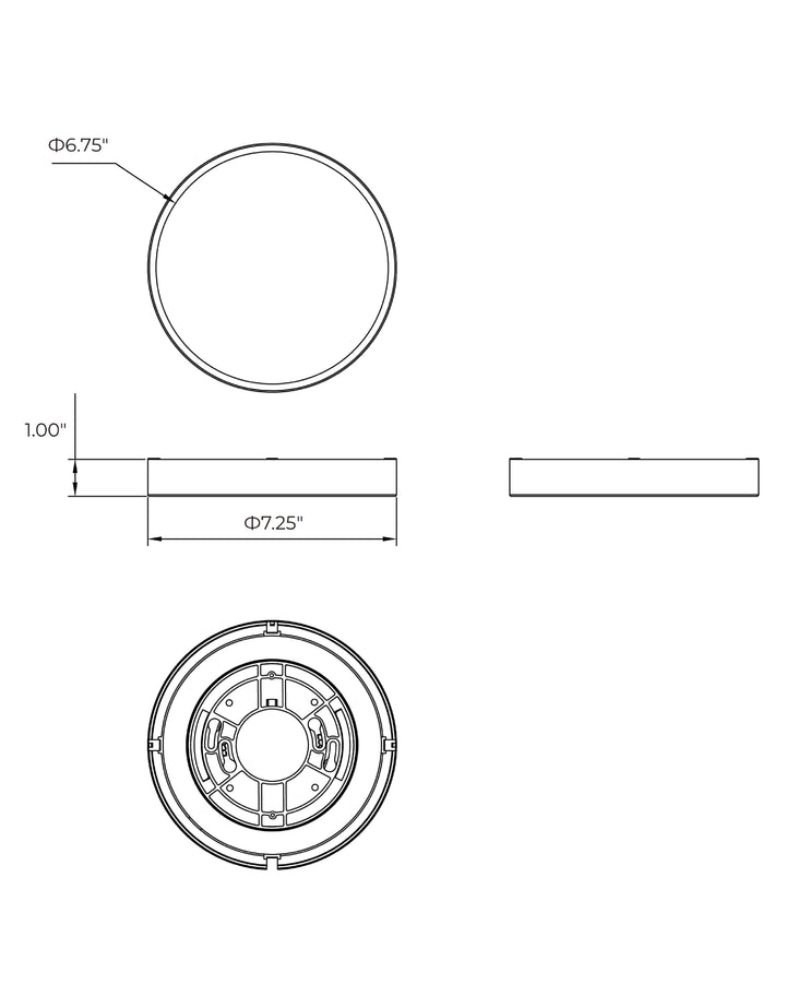 Slab LED Alabaster Flush Mount dimensions diagram